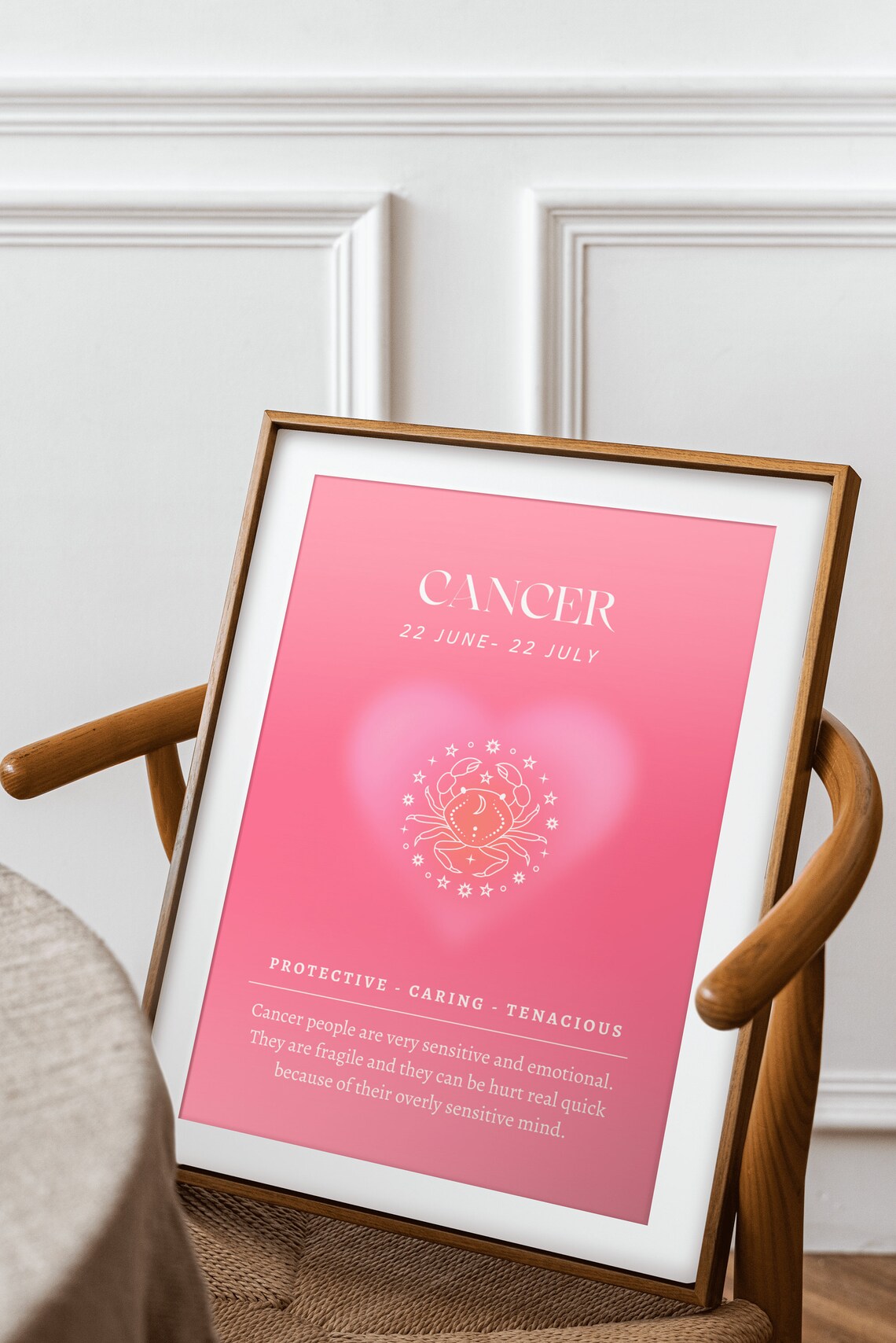 Cancer Pink Zodiac Star Sign Astrology Birthday Gift Crab Wall Poster - Image 2