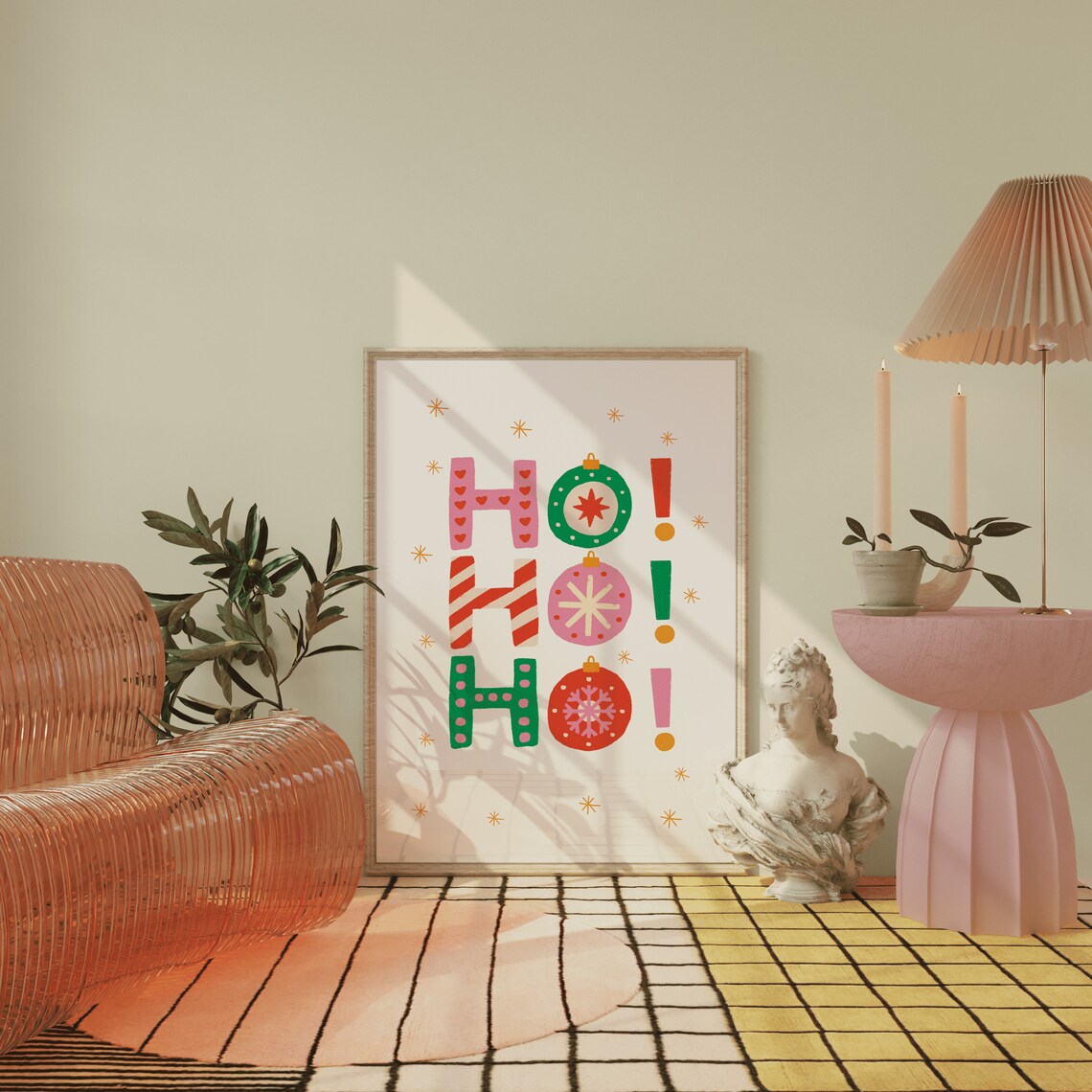 Ho Ho Ho Christmas Ornament Lettering Poster for Festive Holiday Wall Decor - Image 2