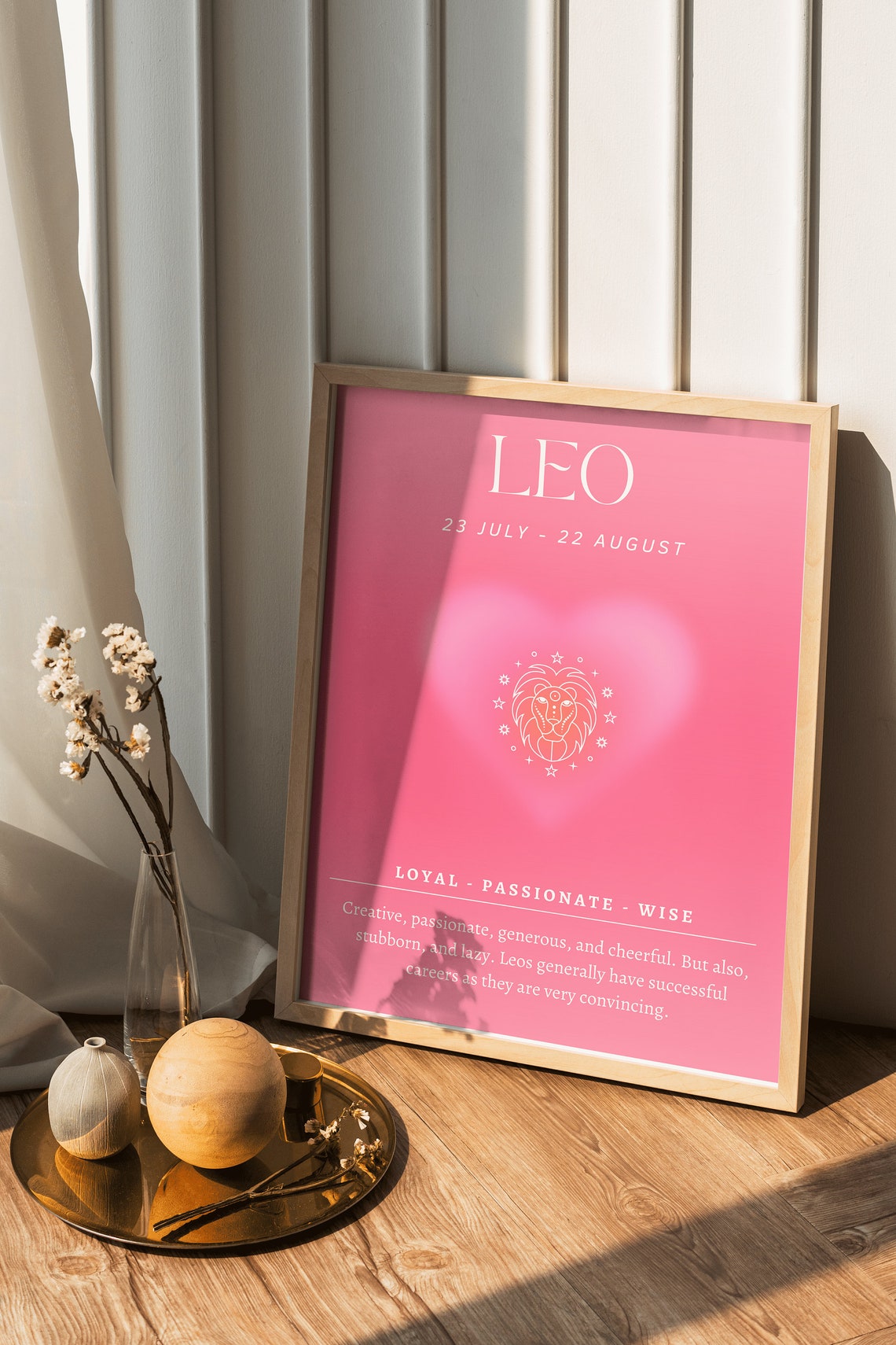 Leo Gifts Leo Pink Poster Leo Print Leo Star Sign Astrology Print Leo Zodiac Print Spiritual Wall Art Trendy Wall Art Print - Image 4