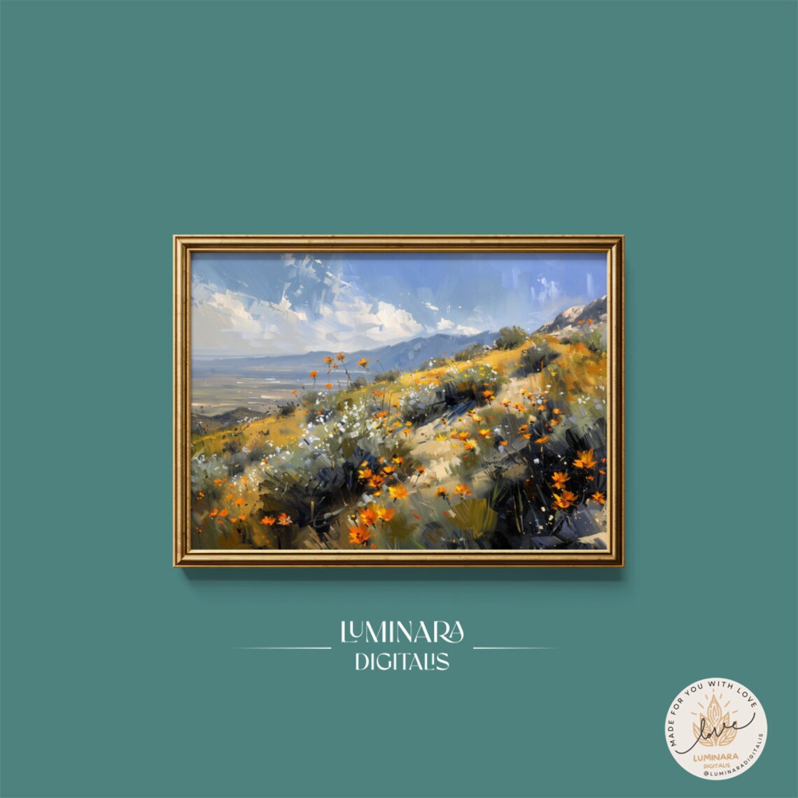Desert Bloom Orange Poppies On A Sunlit Hillside Landscape Poster