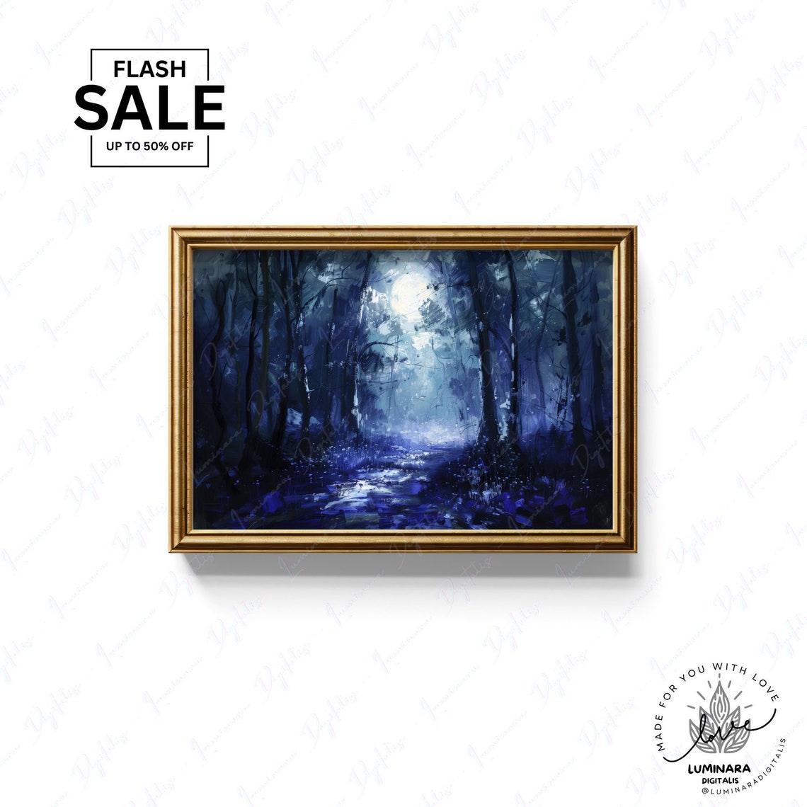 Wall Art Bluebell Forest Wall Art Majestic Nature Inspired Moonlit Item 156 - Image 3