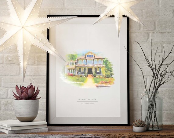 Custom House Portrait - Watercolor
