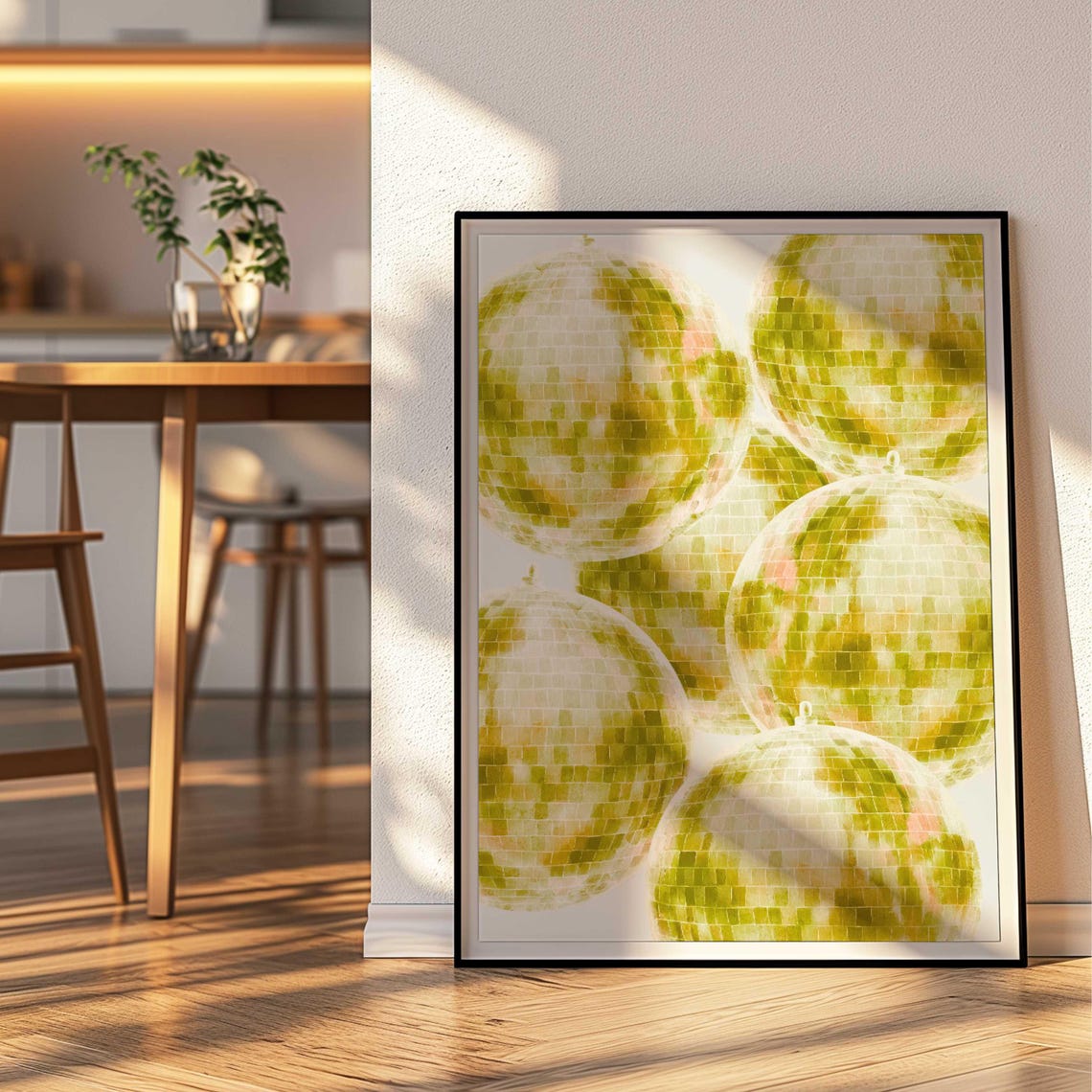 Gold Disco Ball Retro Poster