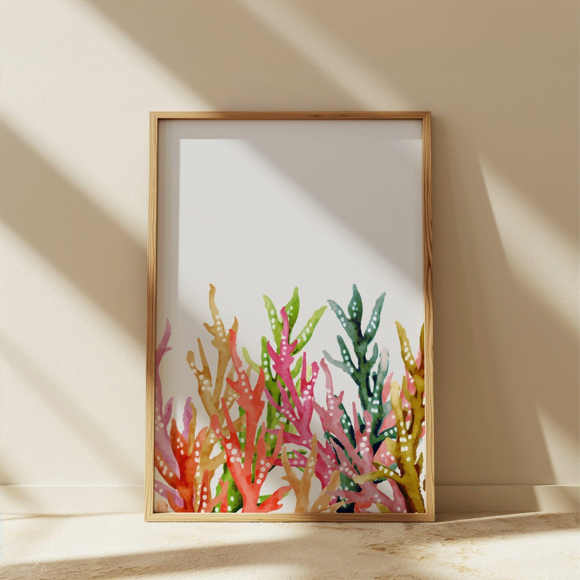 Pastel Coral Reef Print Abstract Coastal Wall Art