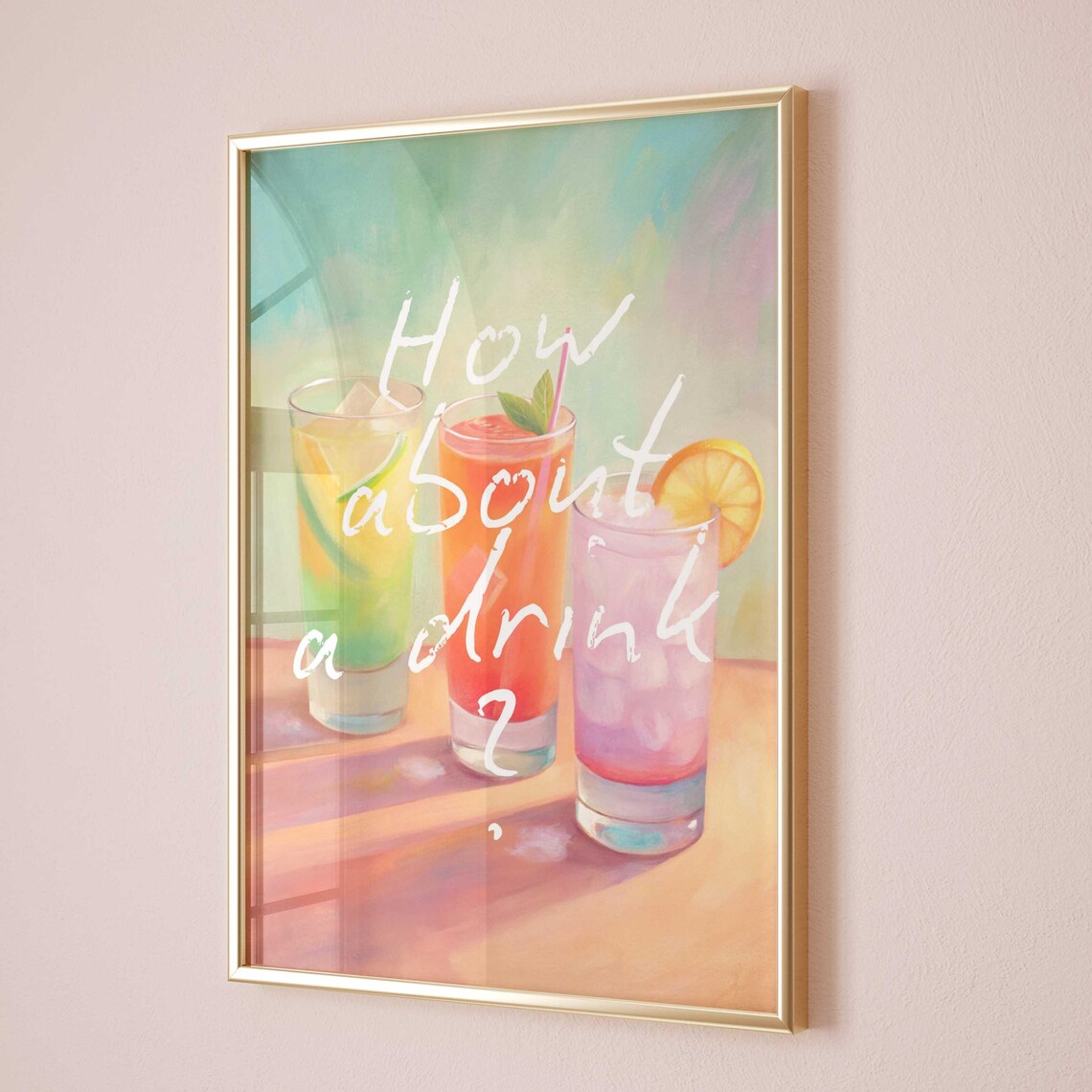 Have A Drink Cheers Watercolor Cocktail Poster