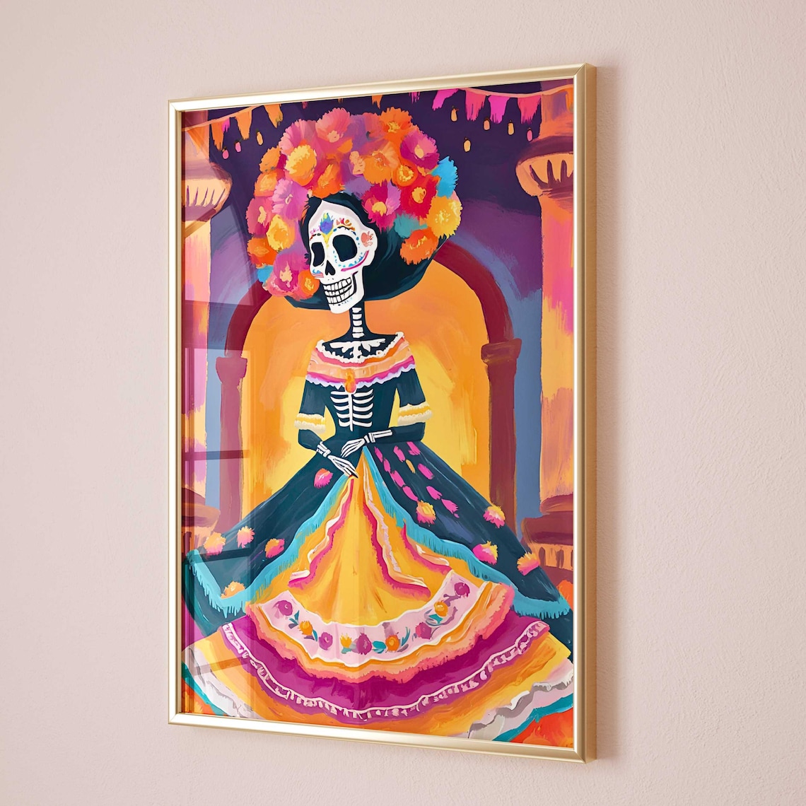 Dia De Los Muertos Cute Dolls, Sugar Skull Art Print