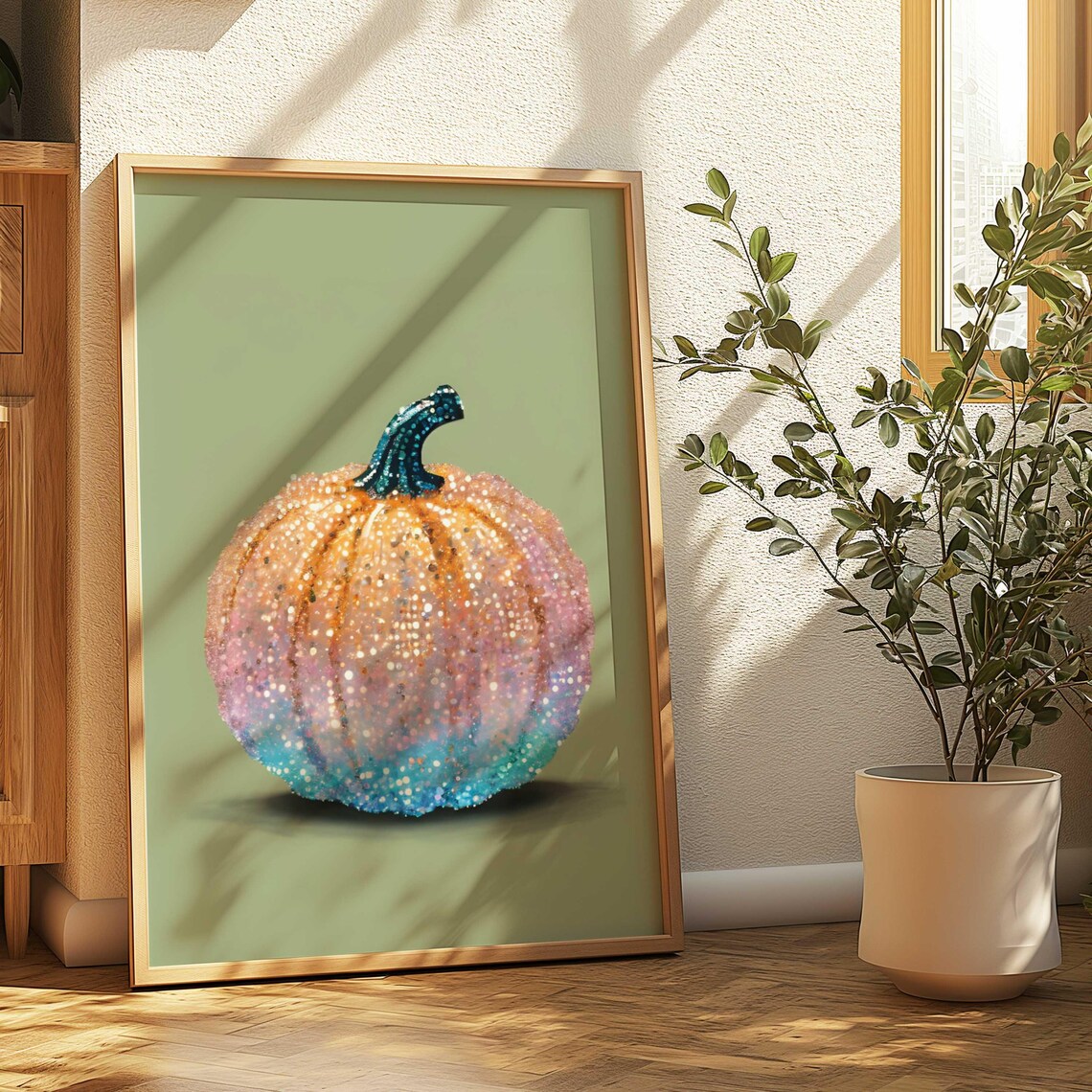 Fall Disco Pumpkin Art Print Trendy Maximalist Decor