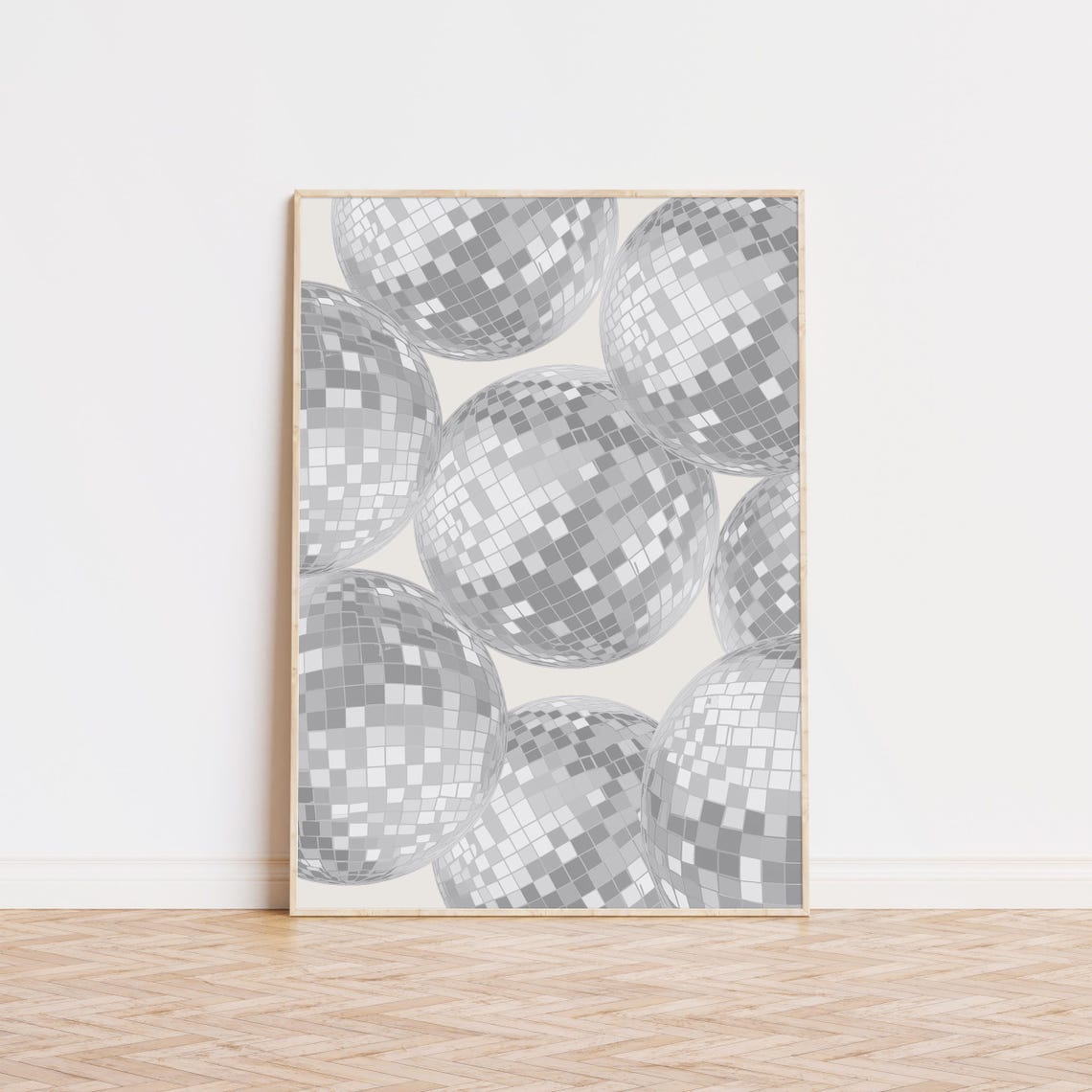 Silver Disco Balls Cluster Trendy Mirrored Party Decor Print