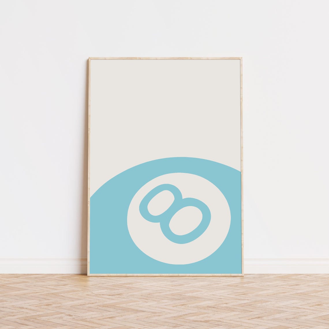 Light Blue 8 Ball Lucky Billiards Graphic Retro Game Room Wall Poster