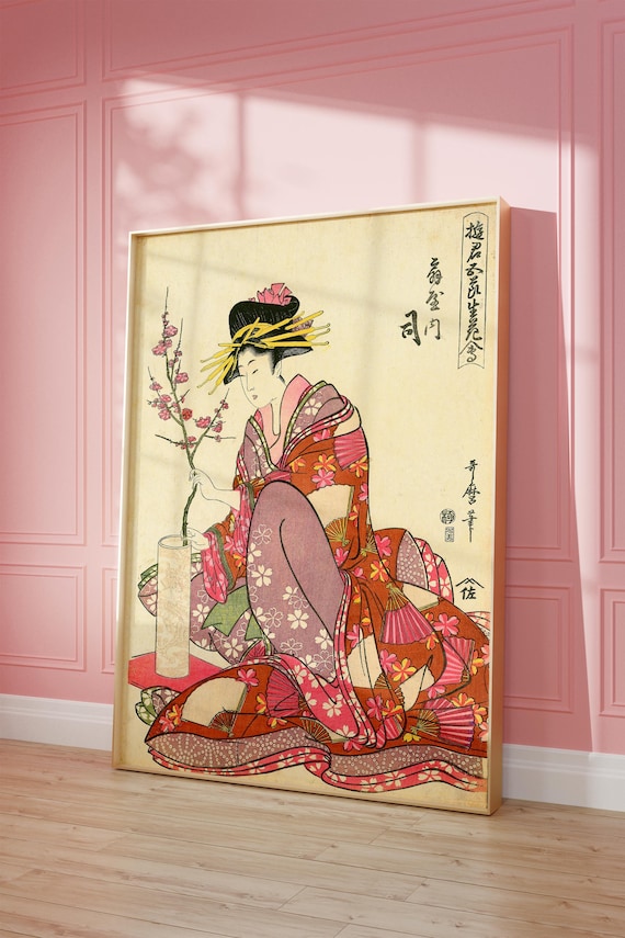 Utamaro Geisha Oiran Vintage Ukiyo-E Art Print