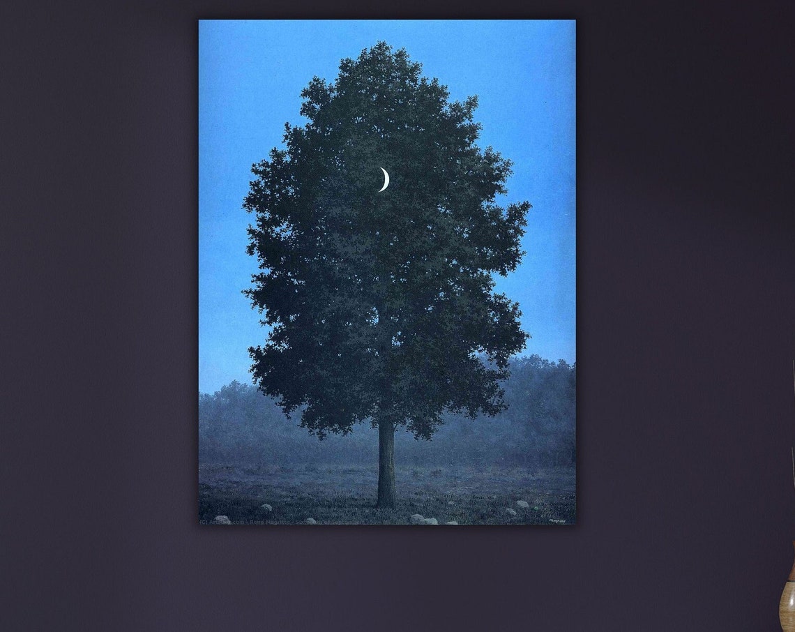 Rene Magritte 16th September Tree Moon Blue Night Surreal Poster