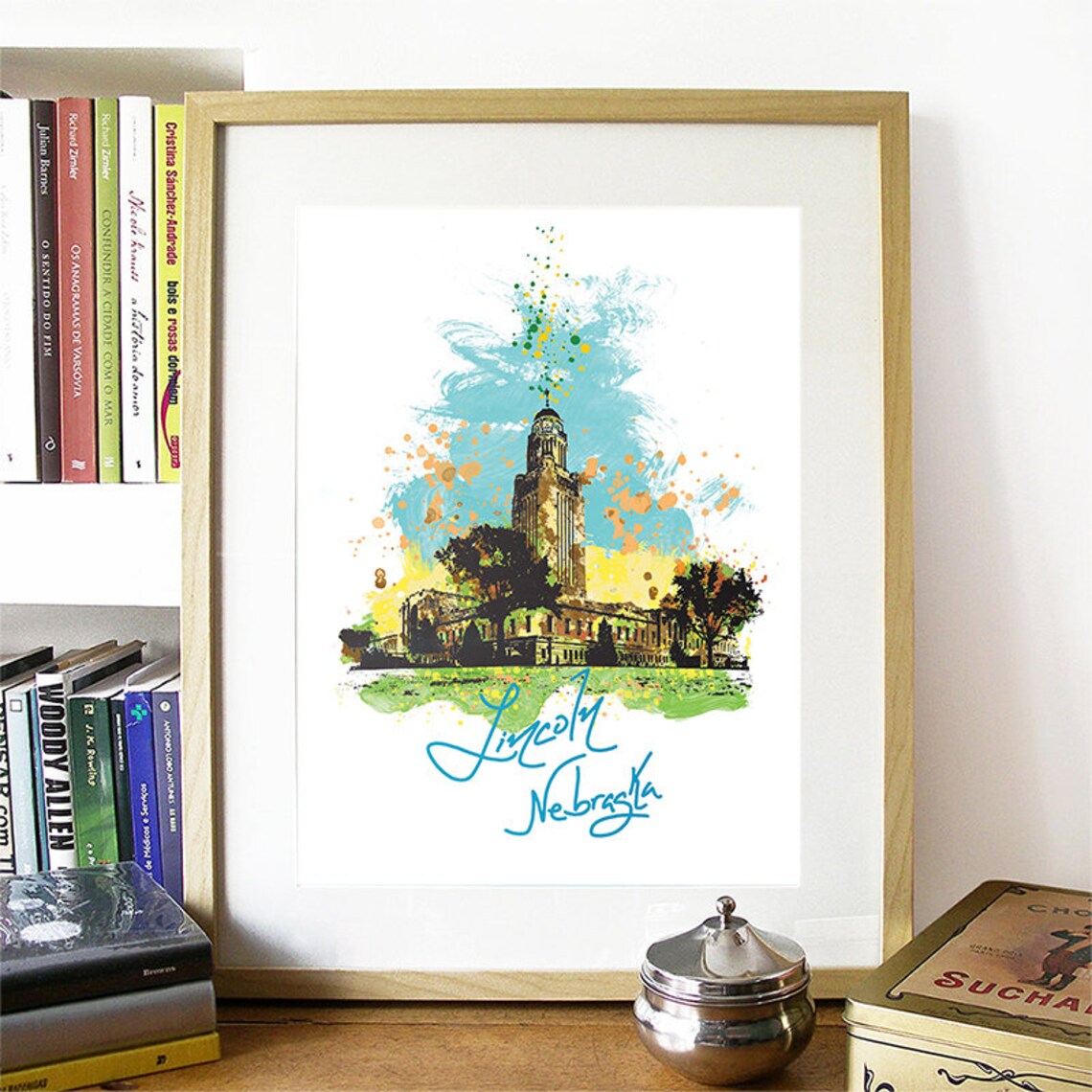 Lincoln Print Lincoln Skyline Lincoln Art Lincoln Poster Lincoln Watercolor Lincoln Art Print Lincoln Map Lincoln Wall Art Nebraska - Image 2