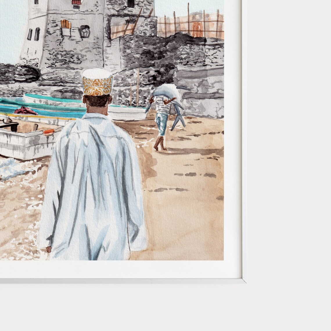Mogadishu Watercolor Cityscape Art Print, Somalia - Image 3