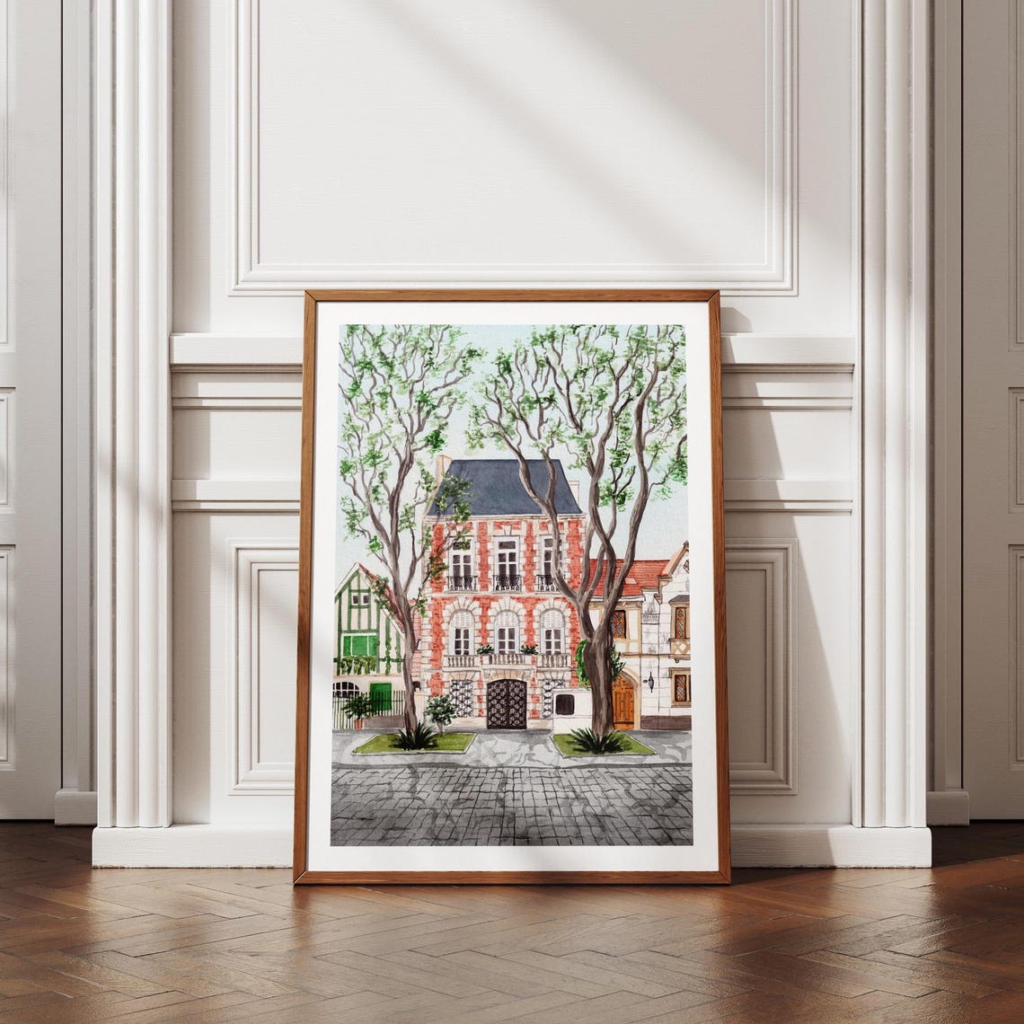 Belgrano Buenos Aires Brick Townhouse Cobblestone Street Poster - Image 2