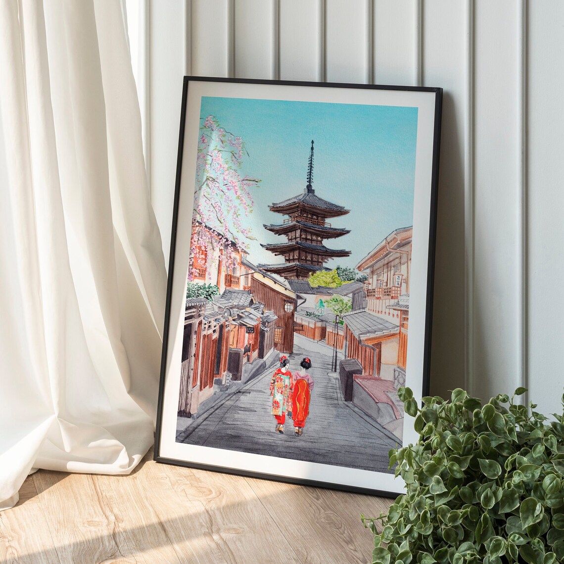 Kyoto Cityscape Watercolor Art Print, Japan Travel - Image 2