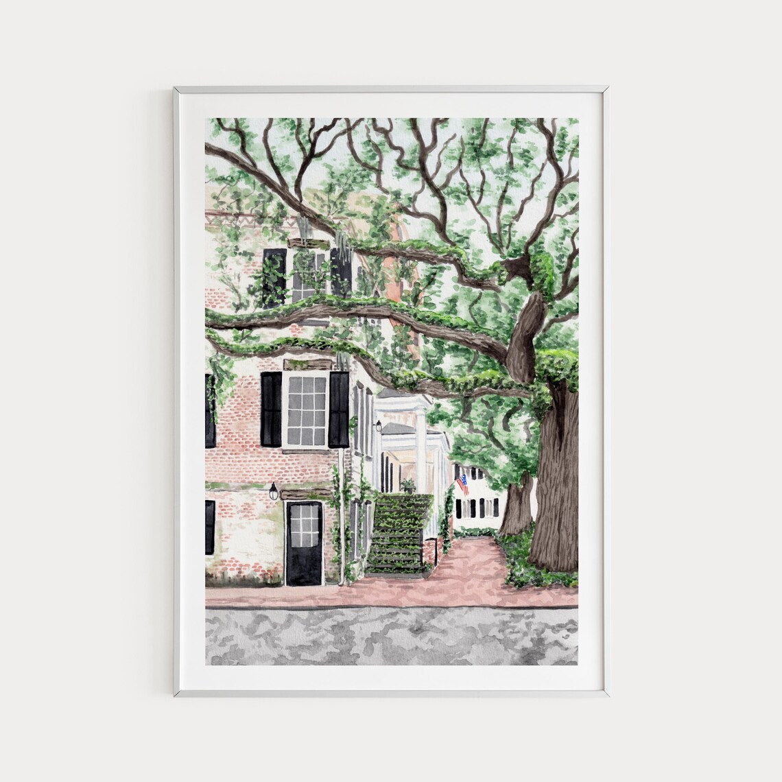 Savannah Georgia Watercolor Cityscape Art Print