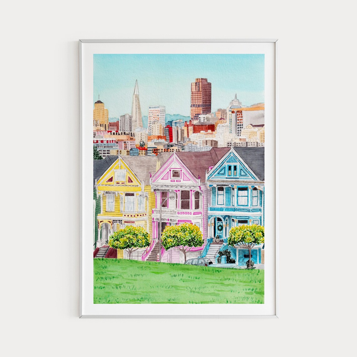 San Francisco, California Alamo Square Park Travel Poster