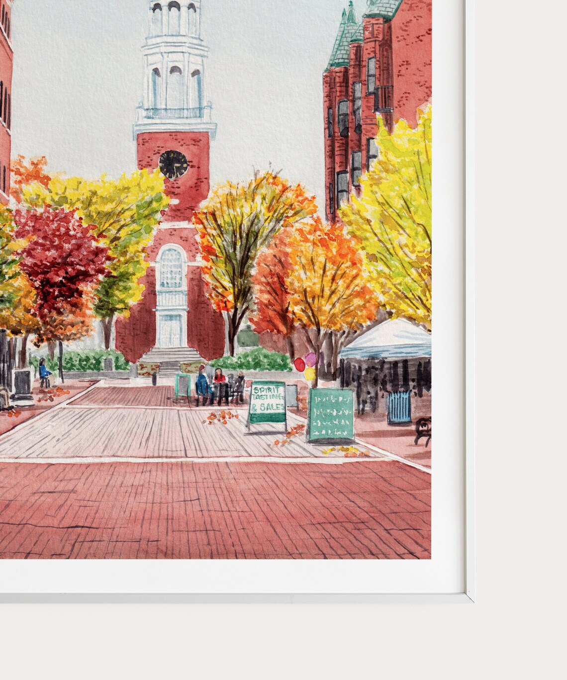 Burlington Vermont Cityscape Watercolor Travel Poster - Image 3
