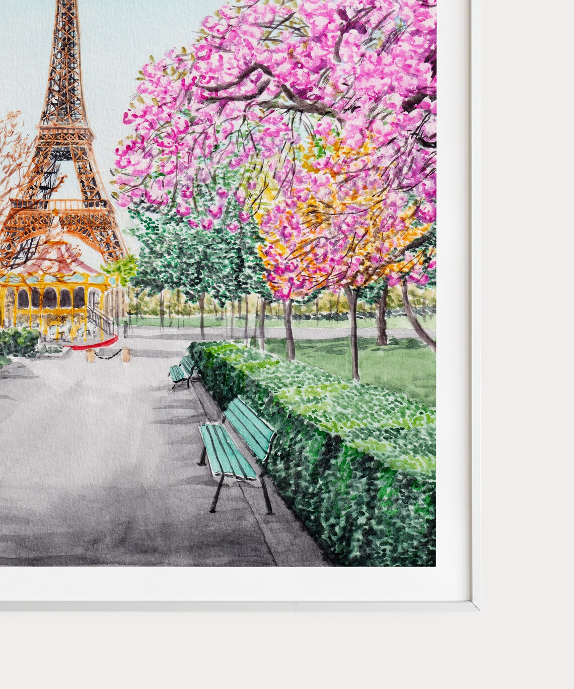 Paris Eiffel Tower, France Watercolor Travel Poster Art - Image 2