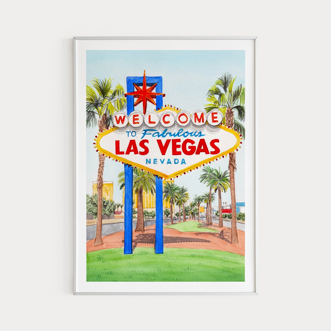 Welcome to Fabulous Las Vegas Sign Watercolor Nevada Strip Poster