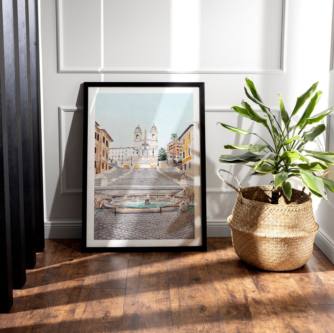 Spanish Steps Rome Watercolor Piazza Fountain Cityscape Poster - Image 2