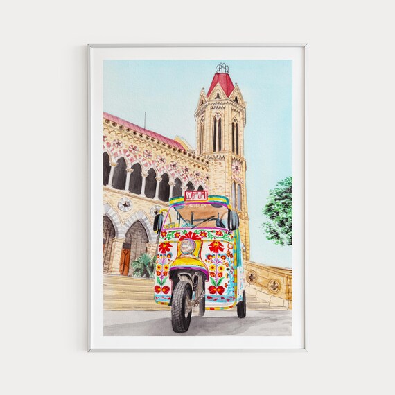 Karachi Travel Poster, Pakistan Cityscape Art Print