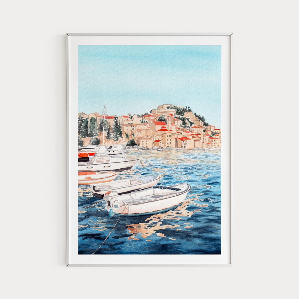 Sibenik Watercolor Travel Poster, Croatia Art Print