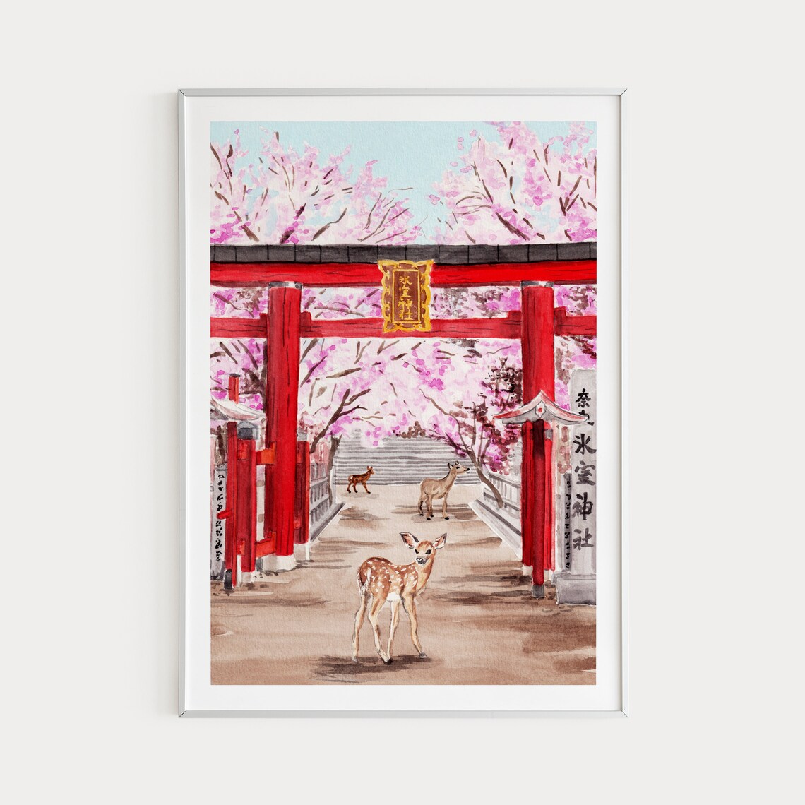 Nara Japan Watercolor Cityscape Travel Art Print