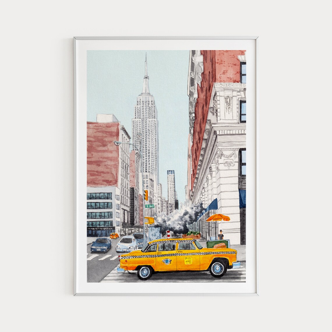 New York Watercolor Cityscape, Travel Poster