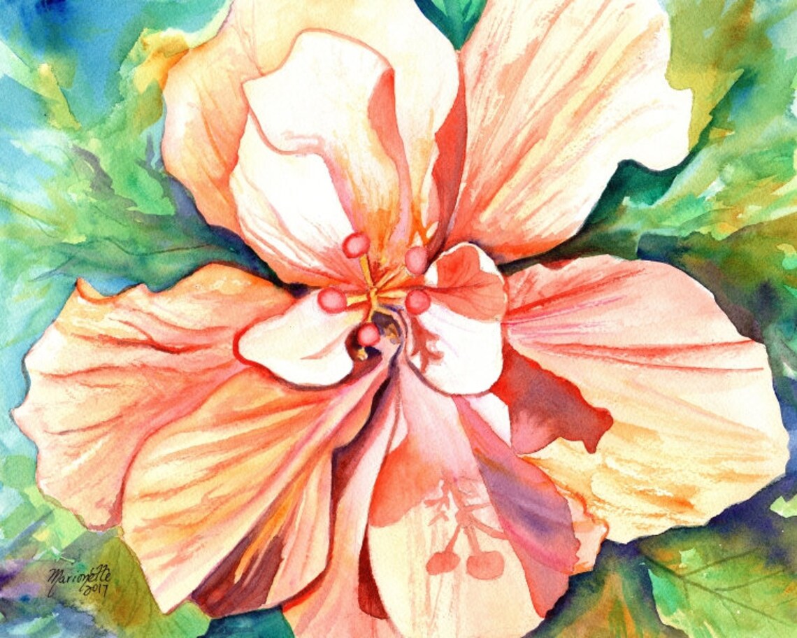 Hibiscus Hawaiian Tropical Flower Art Print