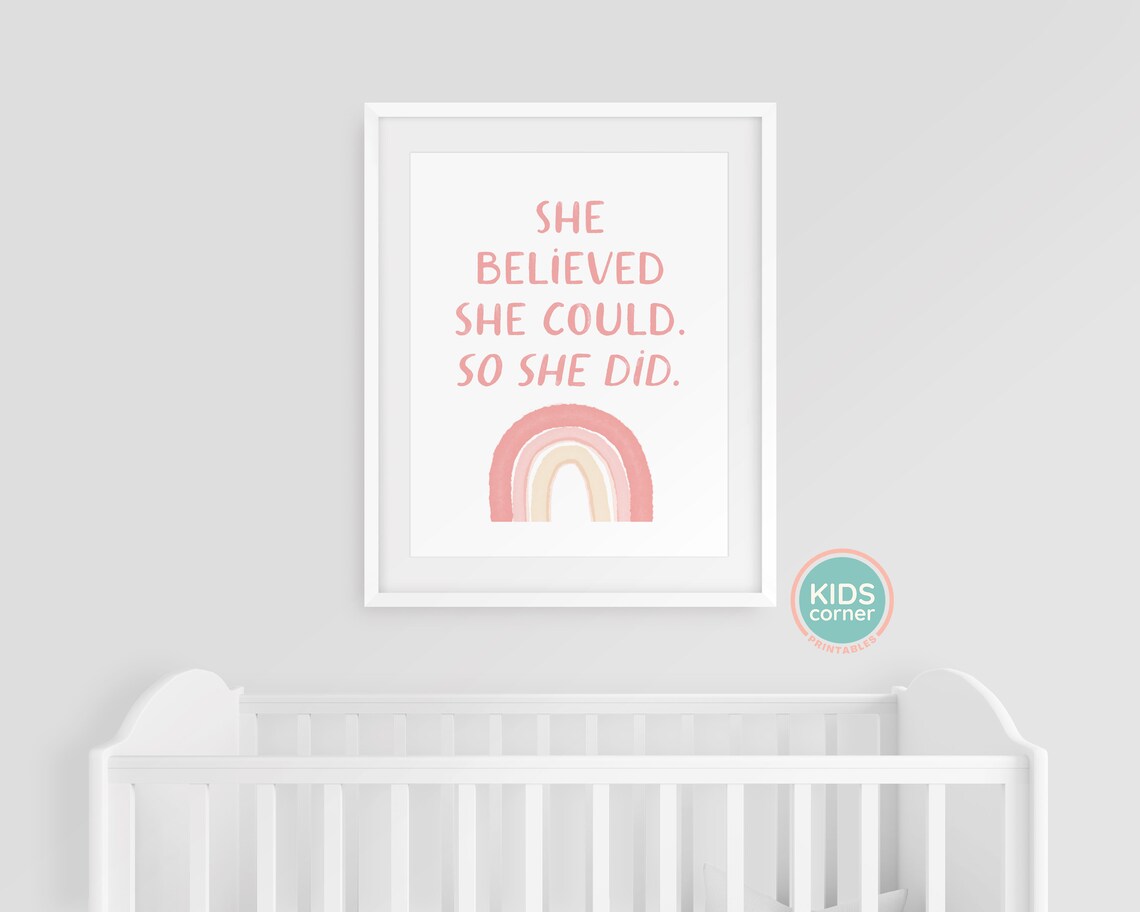 She Believed She Could Nursery Decor Poster Print - Image 3