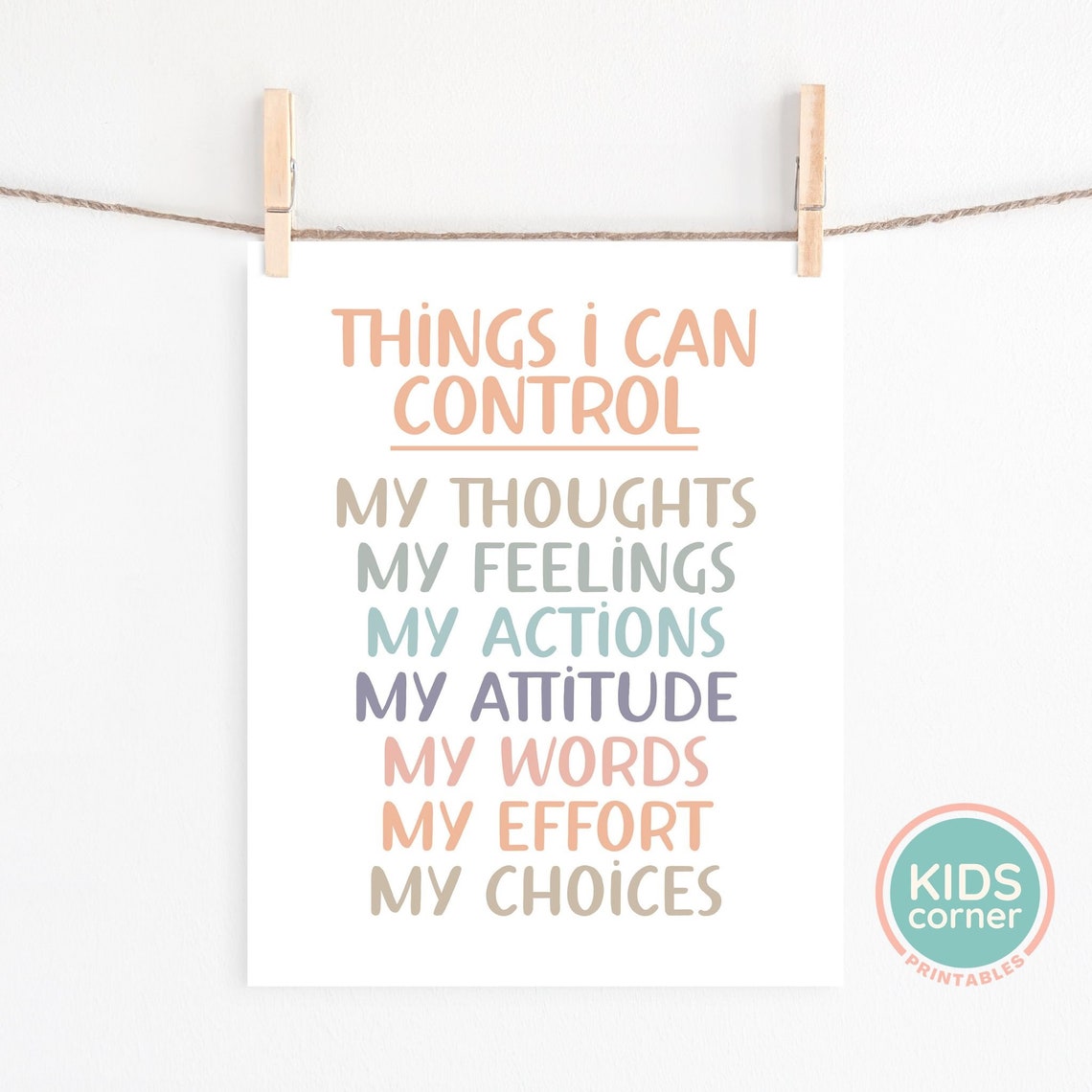 Things I Can Control My Thoughts Feelings Actions Affirmation Poster - Image 2