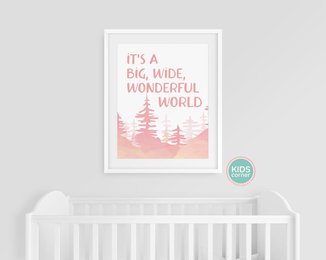 Its A Big Wide Wonderful World Pink Forest Trees Nursery Poster - Image 3
