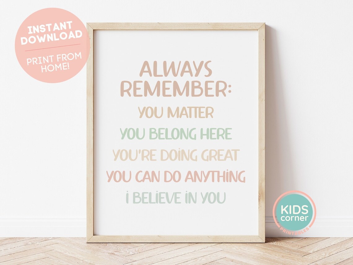 Always Remember You Matter You Belong Here Affirmation Quote Poster