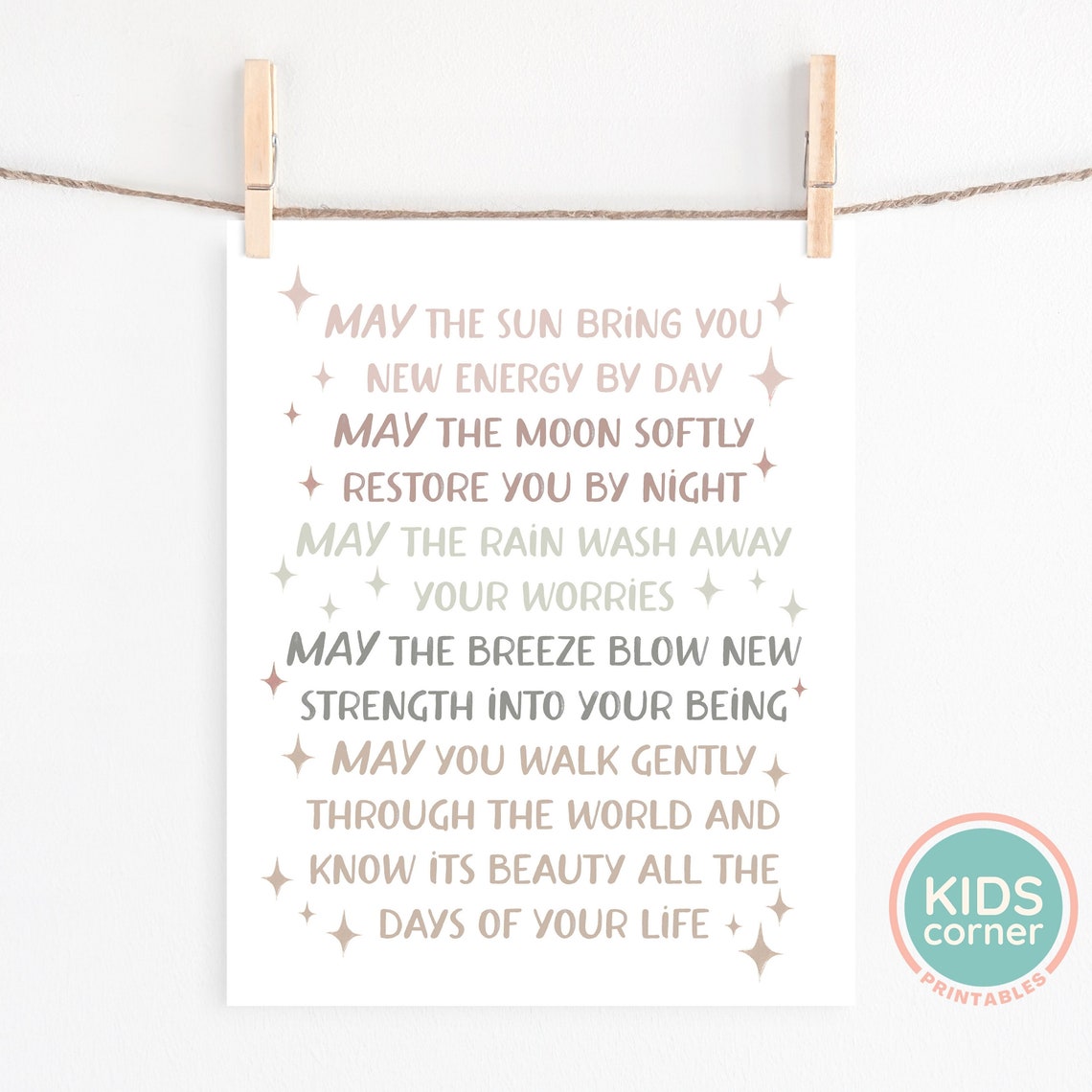 May The Sun Bring You New Energy By Day Kids Soft Blessing Poster - Image 2
