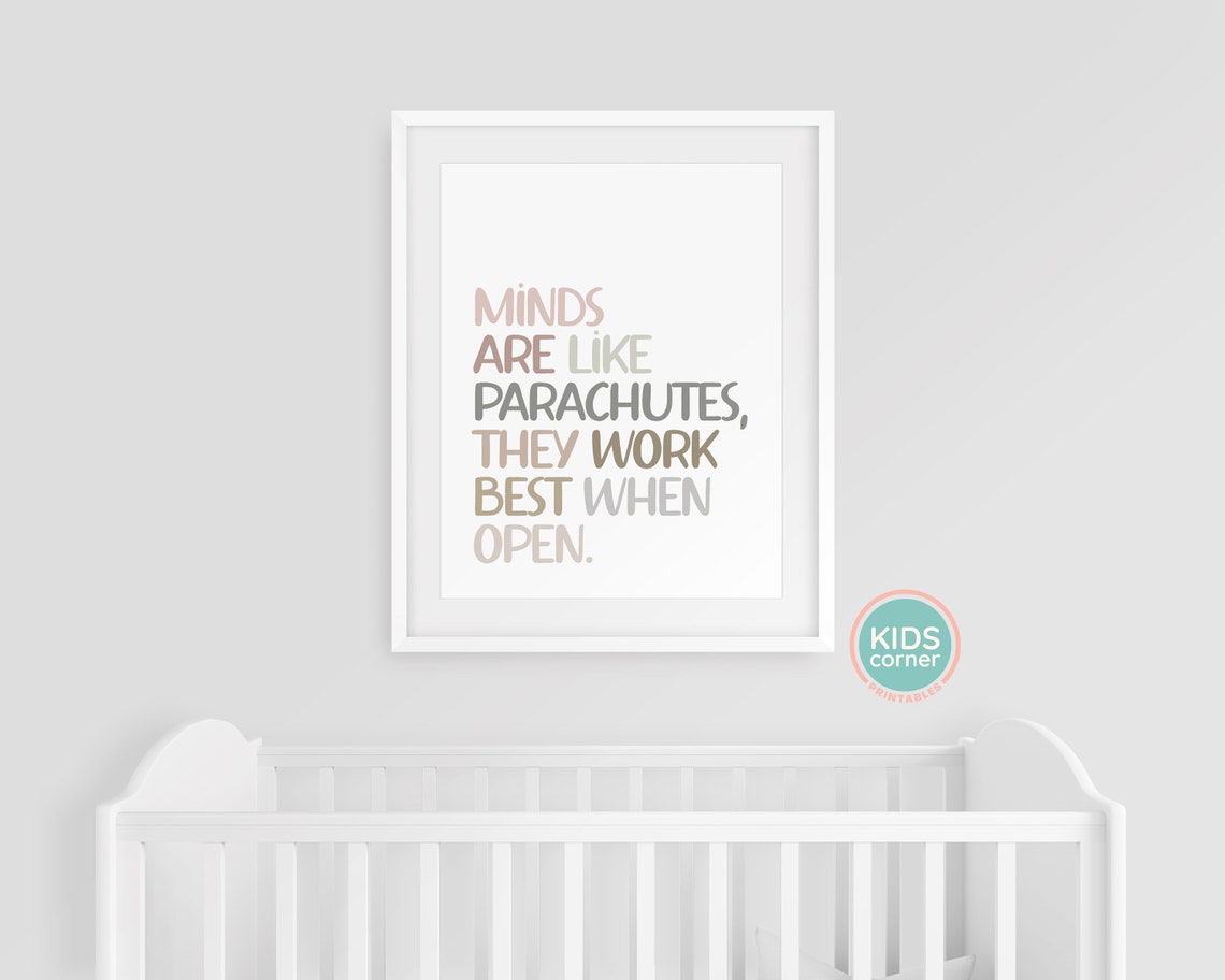 Minds Are Like Parachutes They Work Best When Open Quote Poster - Image 3
