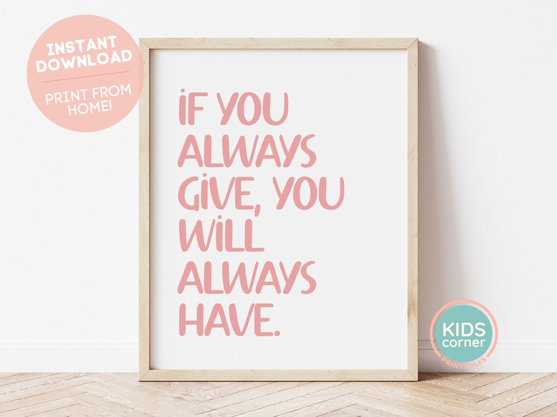 Give Receive Life Lessons Art Print, Pink Wall Decor