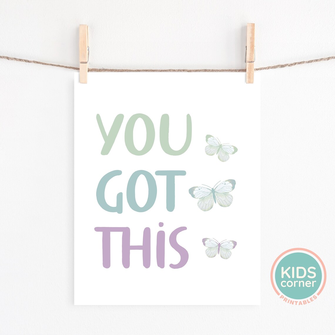 You Got This Butterfly Pastel Encouragement Quote Wall Poster - Image 2
