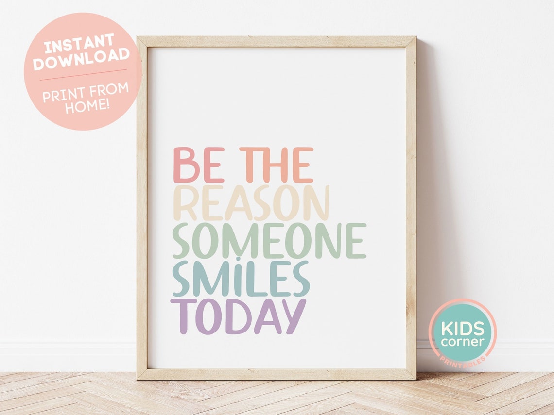 Be The Reason Someone Smiles Today Pastel Lettering Quote Poster