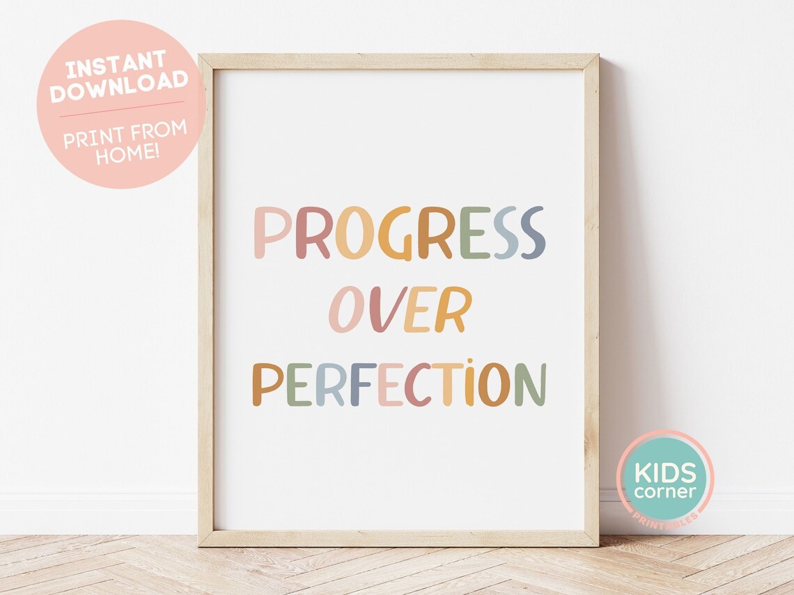 Progress Over Perfection Boho Inspirational Art Print