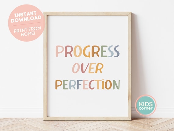 Progress Over Perfection Boho Inspirational Art Print