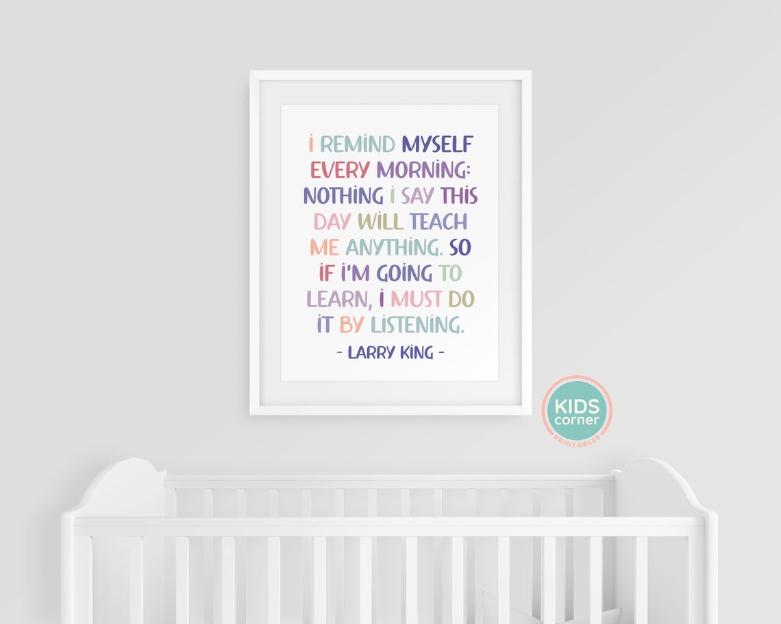 Larry King Listening Quote Learn by Listening Wisdom Classroom Poster - Image 3