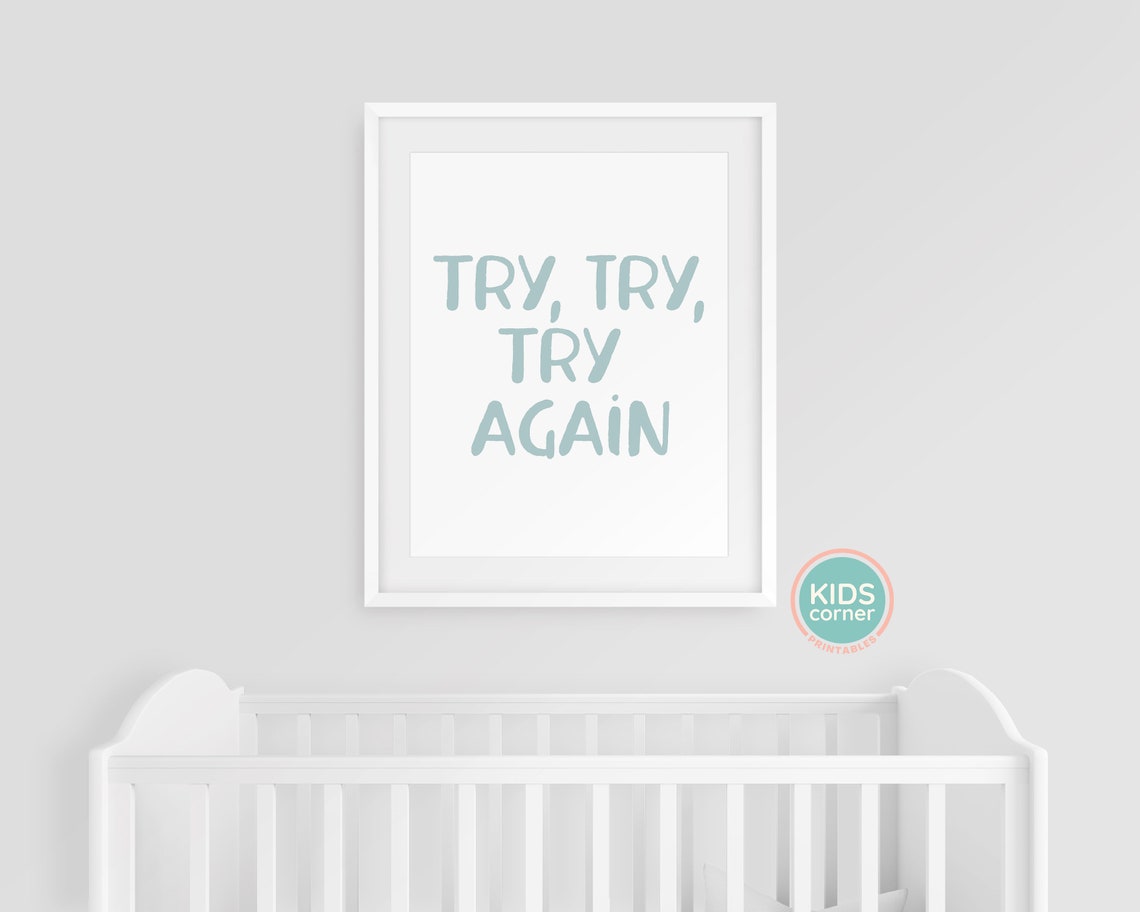 Try Try Try Again Perseverance Encouragement Typography Poster - Image 3