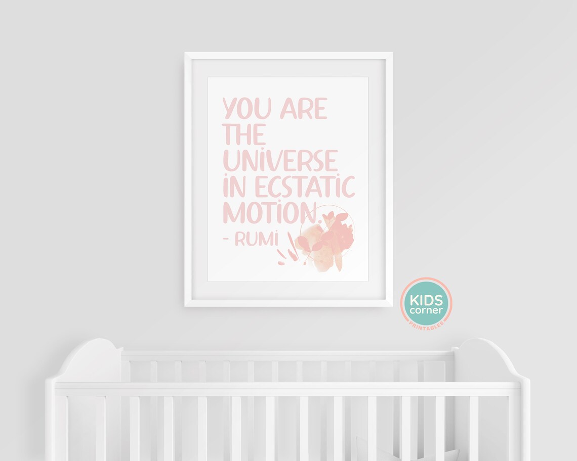 You Are The Universe In Ecstatic Motion Pink Rumi Quote Poster - Image 3