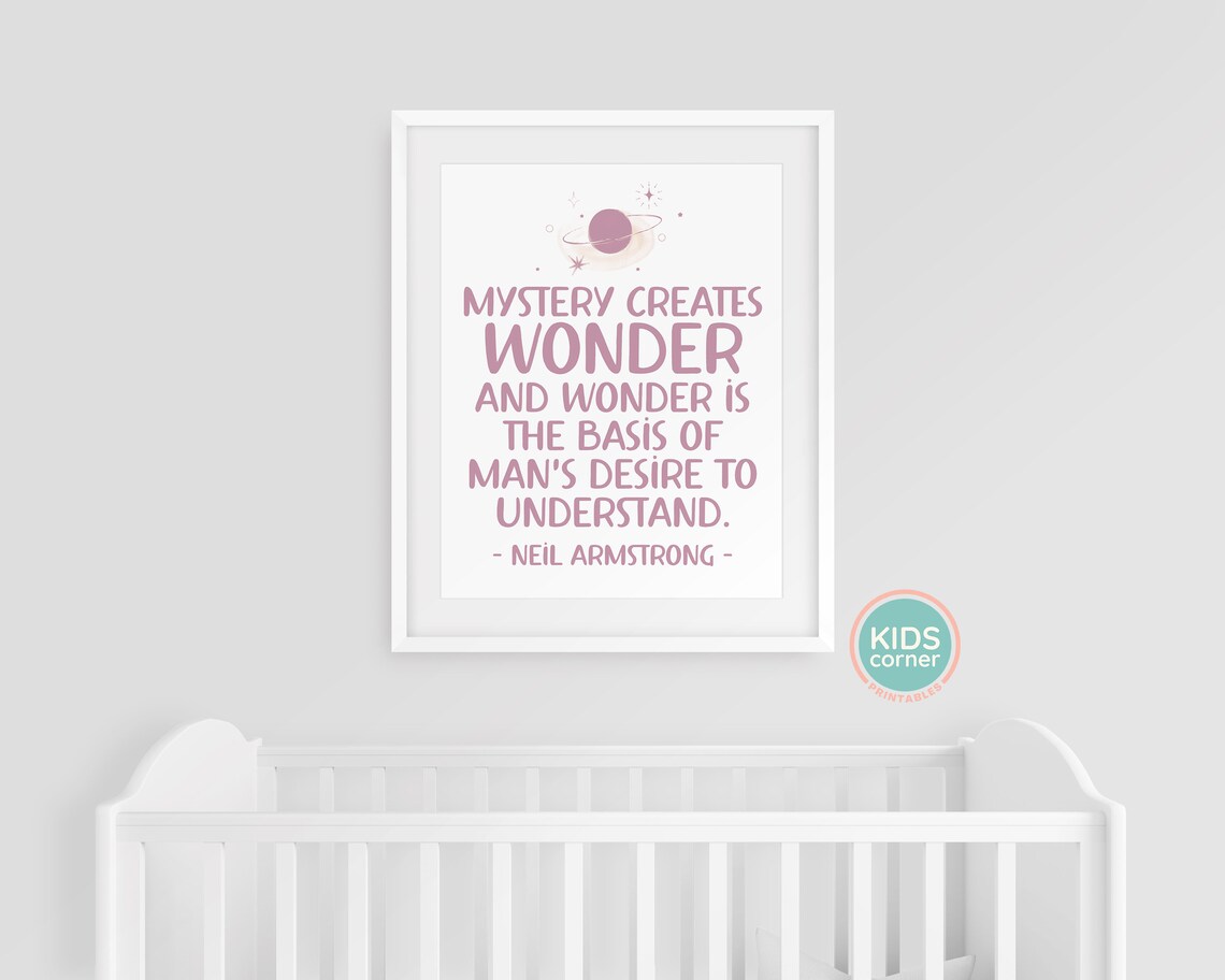 Neil Armstrong Mystery Creates Wonder Space Quote Poster for Kids - Image 3