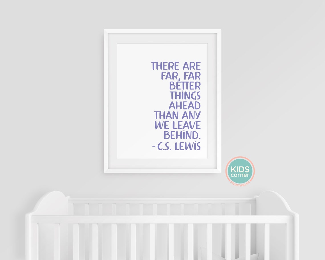 C S Lewis Better Things Ahead Purple Typography Quote Art Poster - Image 3