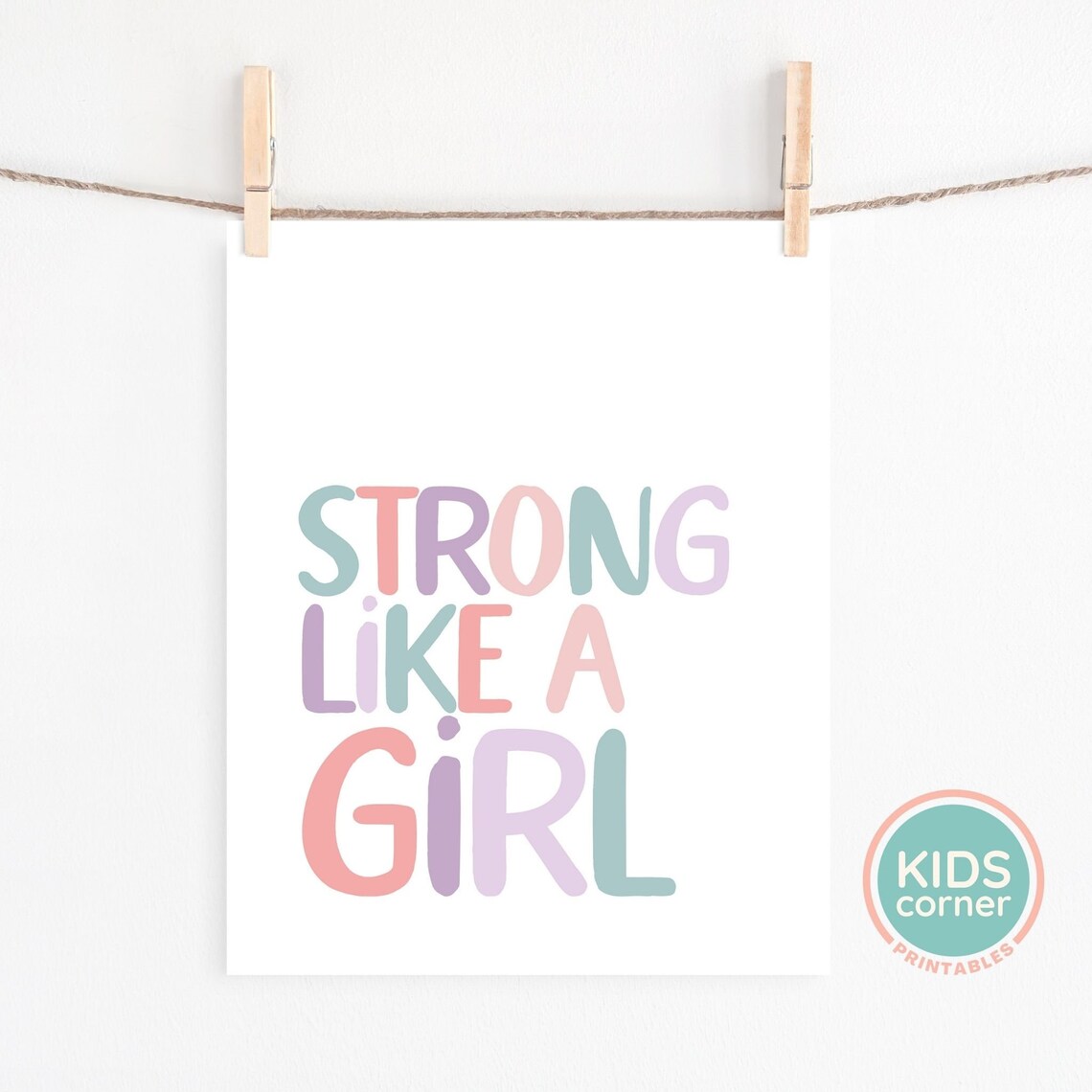 Strong Like A Girl Quote, Nursery Affirmation Art Print - Image 2
