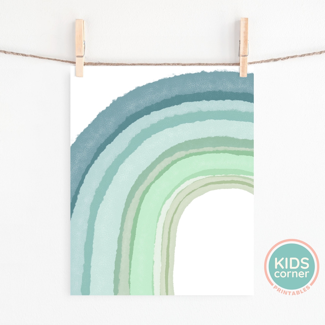 Green Rainbow Nursery Decor Wall Art Print - Image 2