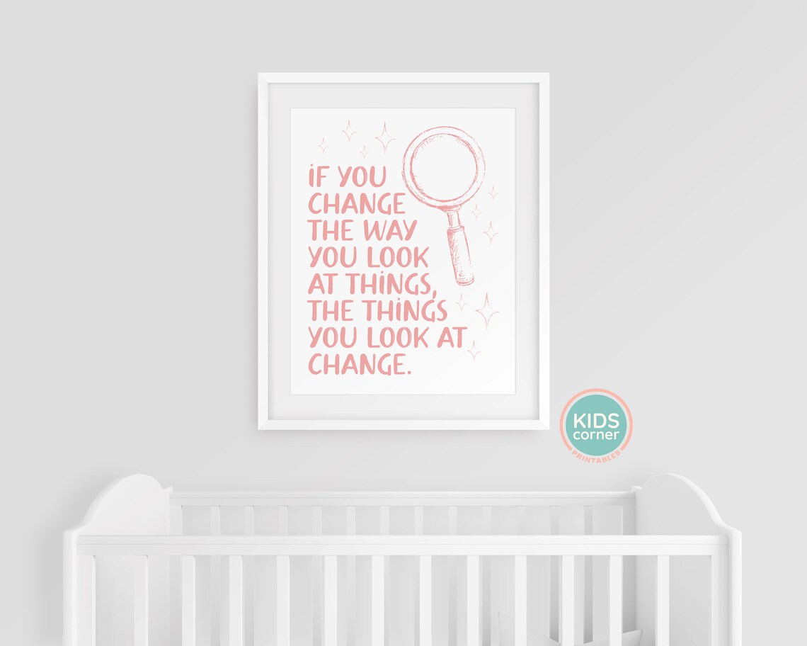 Change The Way You Look At Things Pink Magnifying Glass Quote Poster - Image 3