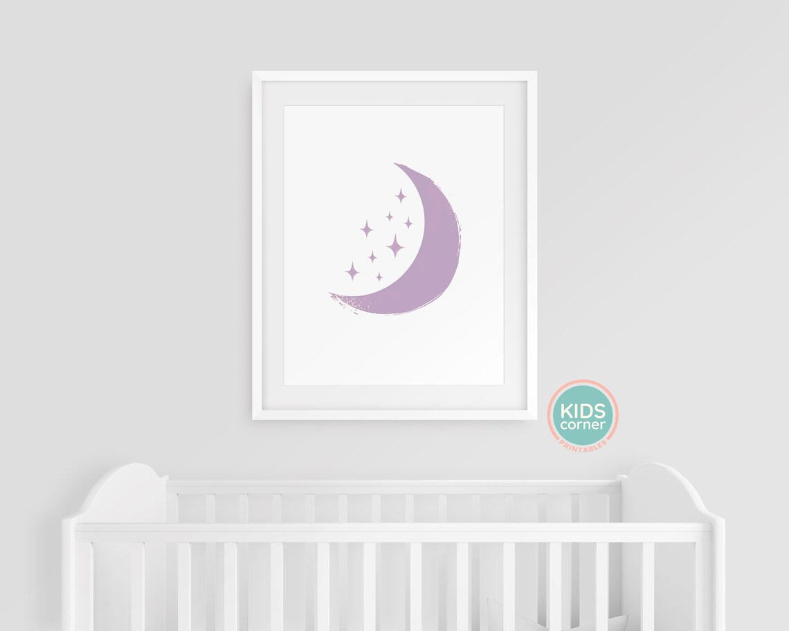 Purple Moon And Stars Art Print, Nursery Decor - Image 3
